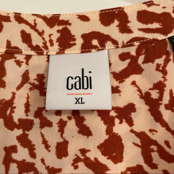 CABI Terra Cotta & Cream Patterned Dress with Ruffle Hem - Picture 7 of 10